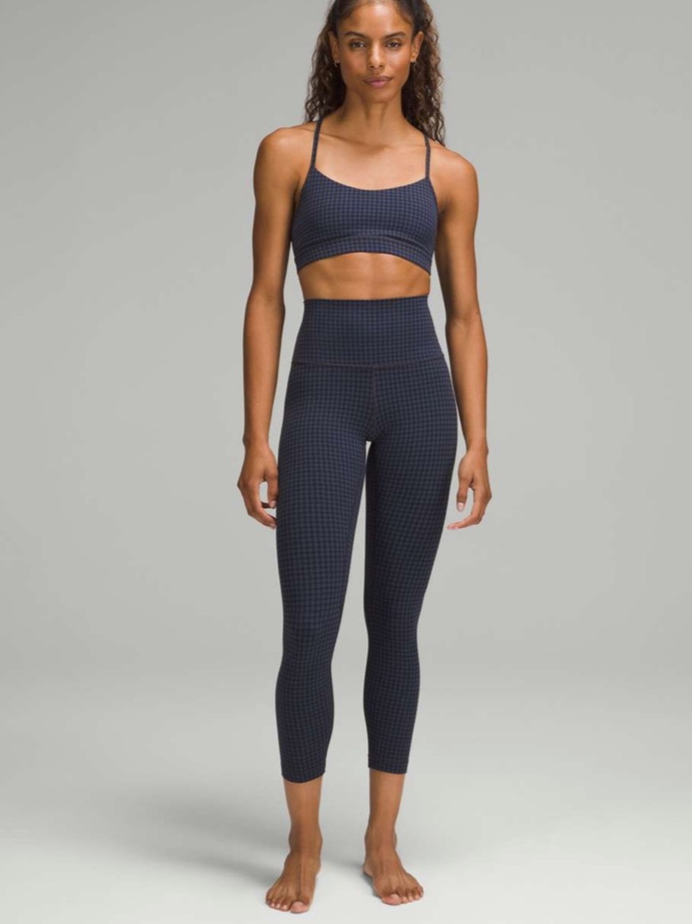Lululemon Flow Y Bra 6 & Align Legging 4 Micro Houndstooth Blue Multi Set NWOT